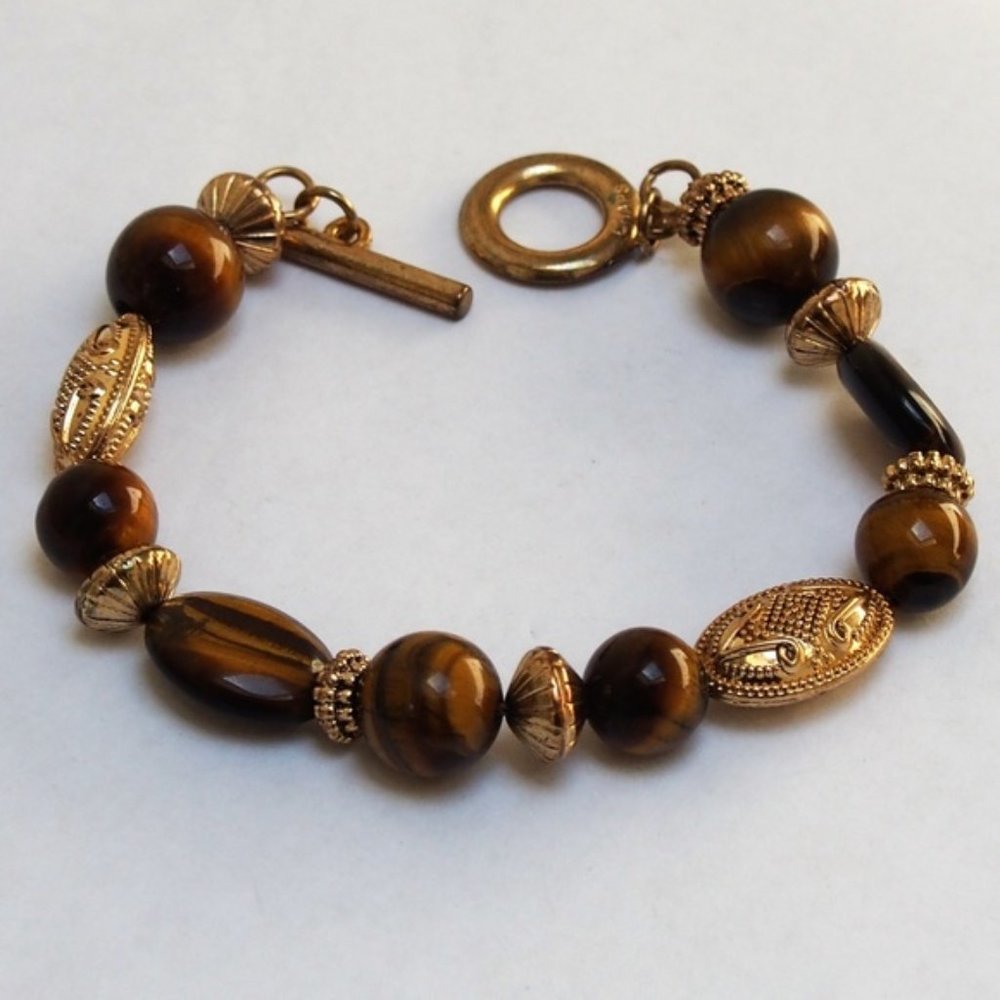Chaps Tiger Eye/Gold-Tone Bracelet